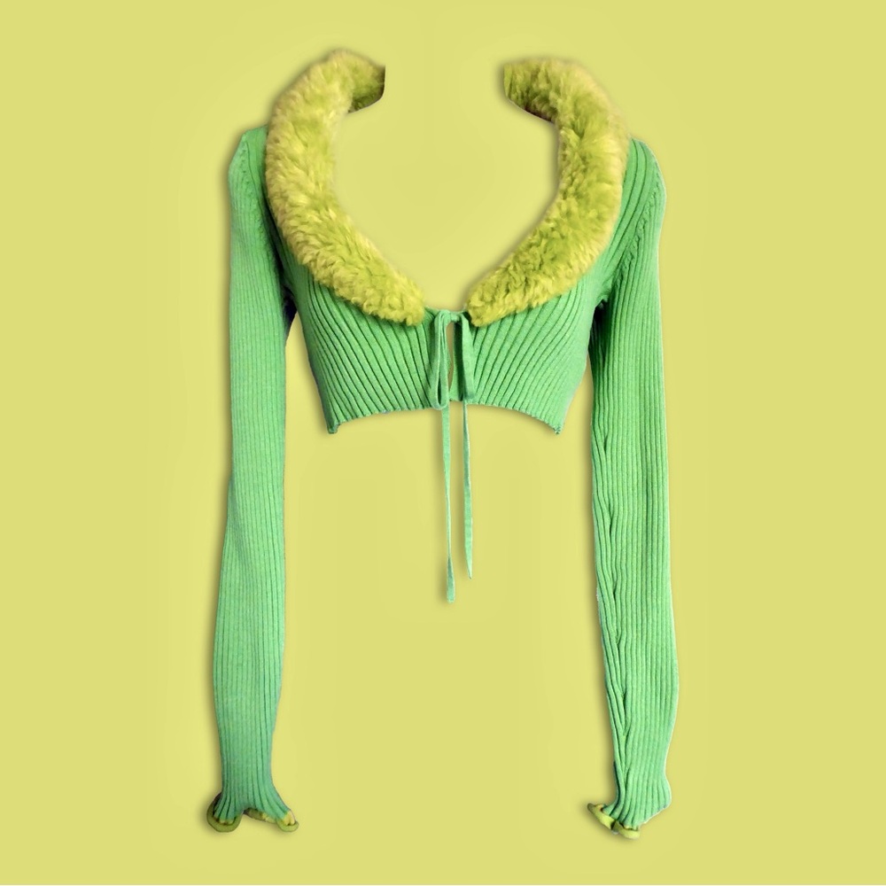 Urban Outfitters Izzy Faux Fur Cropped Cardigan
